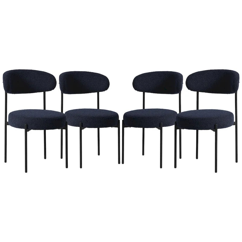 Sedie da pranzo Sherpa con schienale curvo stile Mid-Century (set di 4)