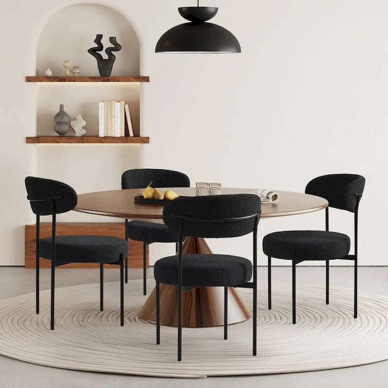 Sedie da pranzo Sherpa con schienale curvo stile Mid-Century (set di 4)