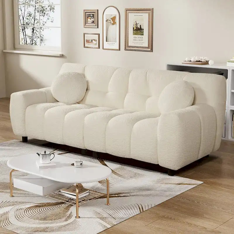 Teddy Boucle 2-Seat Cloud Deep Seat Sofa Couch for Living Room, Bedroom